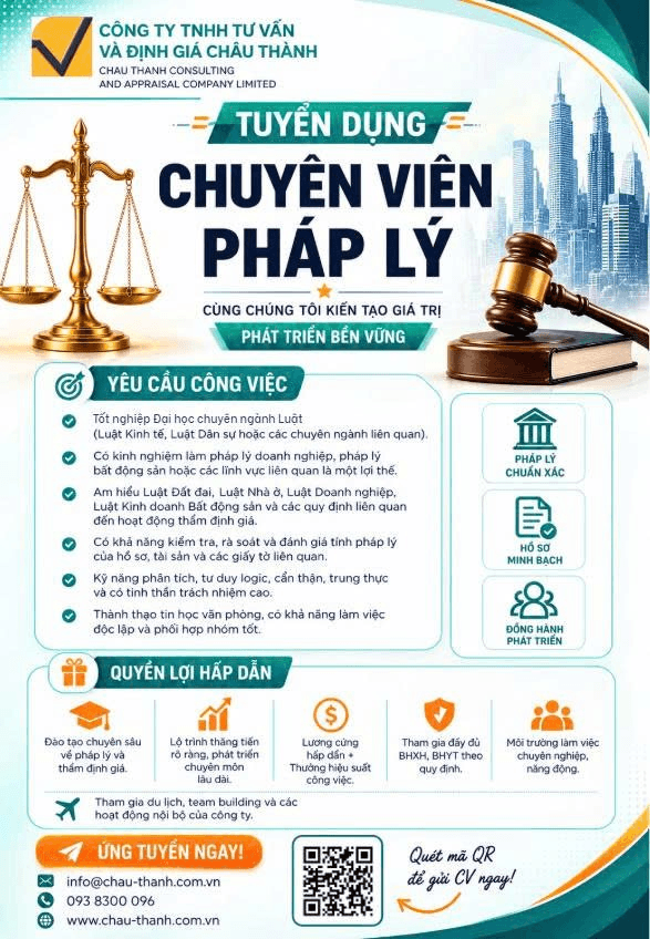 Poster tuyển dụng Chuyên viên Pháp lý tại Công ty Châu Thành